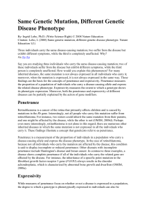Same Genetic Mutation, Different Genetic Disease Phenotype