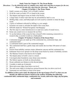 Study Notes for Chapter 19: The Ocean Basins Directions: Use the