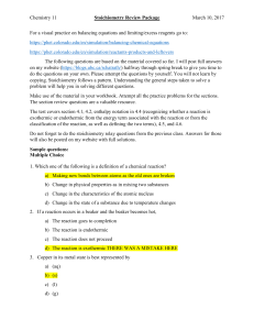 Stoichiometry Review Package Answer Key