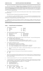 CHEM*130 (F 01) REVIEW QUESTIONS FOR MIDTERM I PAGE