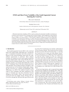 ENSO and Short-Term Variability of the South Equatorial Current