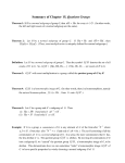 Summary of Chapter 15, Quotient Groups