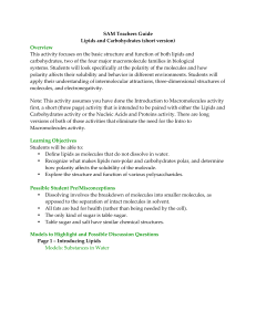 SAM Teachers Guide Lipids and Carbohydrates - RI