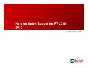 Note on Union Budget - Kotak Asset Management