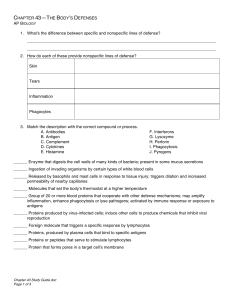 CHAPTER 43—THE BODY S DEFENSES 1. What s the difference