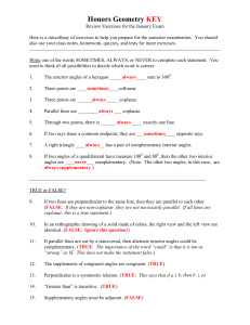 Honors Geometry KEY