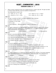 KCET – CHEMISTRY – 2016 - Medicine.careers360.com