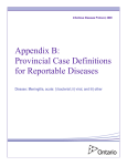 Appendix B: Provincial Case Definitions for Reportable Diseases