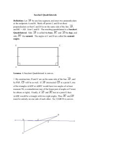 Saccheri Quadrilaterals Definition: Let be any line segment, and