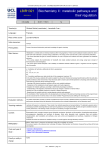 Biochemistry II : metabolic pathways and their regulation