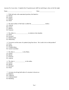 Anatomy Pre-Course Quiz