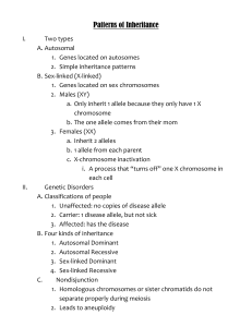 Patterns of Inheritance 4. Sex-linked Recessive C. Nondisjunction