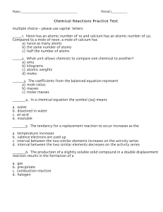 Chemical Reactions Practice Test