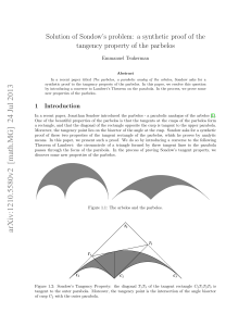 Solution of Sondow`s problem: a synthetic proof of the tangency