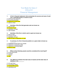 Test Bank for Quiz-2 FINA252 Financial Management