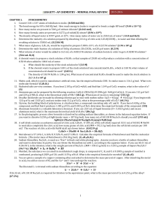 LEGGETT--AP CHEMISTRY * MINIMAL FINAL REVIEW