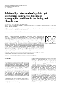 Relationships between dinoflagellate cyst assemblages in surface