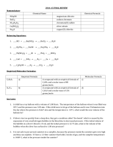 2014-15 FINAL REVIEW Nomenclature: Chemical Name Chemical