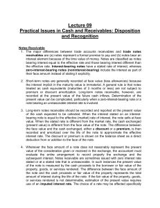 Lecture 09 Practical Issues in Cash and Receivables: Disposition