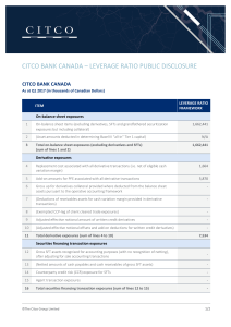 Citco Bank Canada Leverage Ratio Public Disclosure for Q1 2017