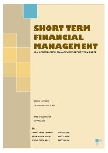 SHORT TERM FINANCIAL MANAGEMENT