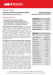 Panasonic Manufacturing Malaysia Berhad Maintain NEUTRAL